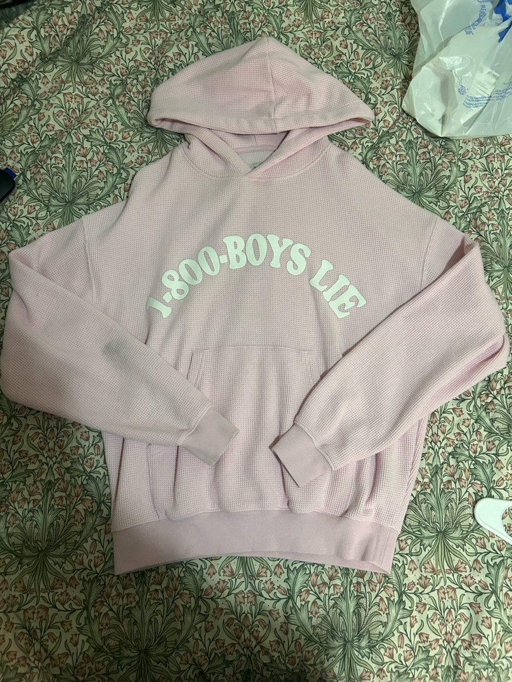 Boys Lie Waffles Knit Light Pink Hoodie